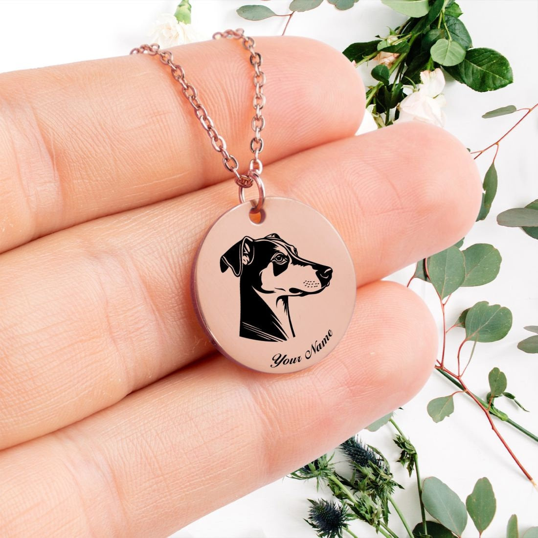 Whippet Dog Portrait Necklace - Personalizable Jewelry