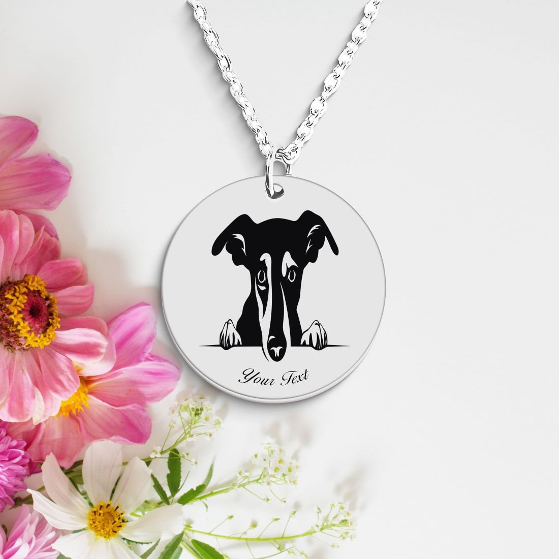 Whippet Dog Portrait Necklace - Personalizable Jewelry