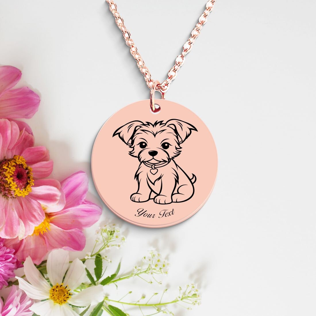 Yorkshire Terrier Dog Portrait Necklace - Personalizable Jewelry