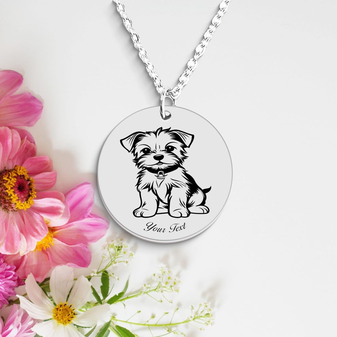 Yorkshire Terrier Dog Portrait Necklace - Personalizable Jewelry