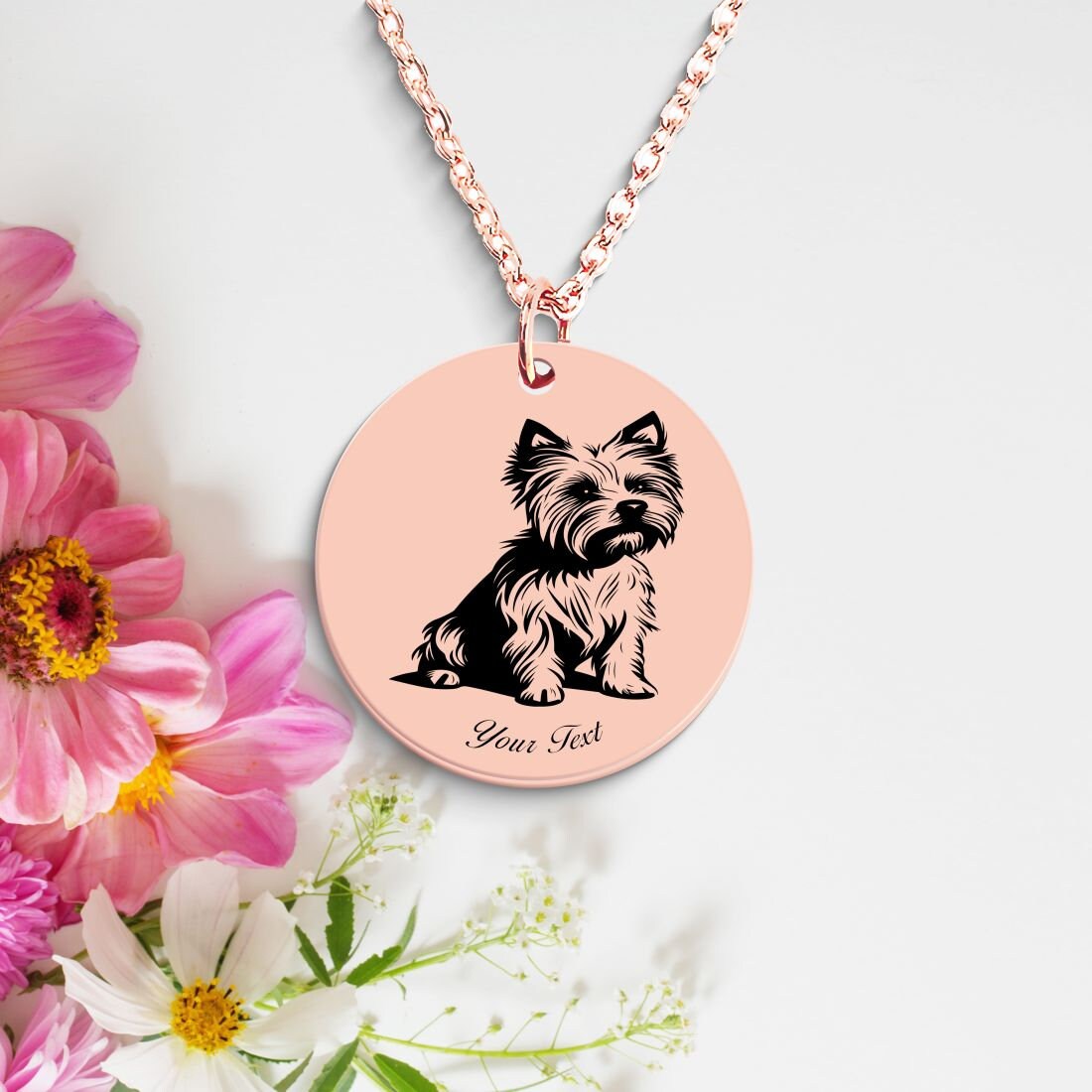 Yorkshire Terrier Dog Portrait Necklace - Personalizable Jewelry