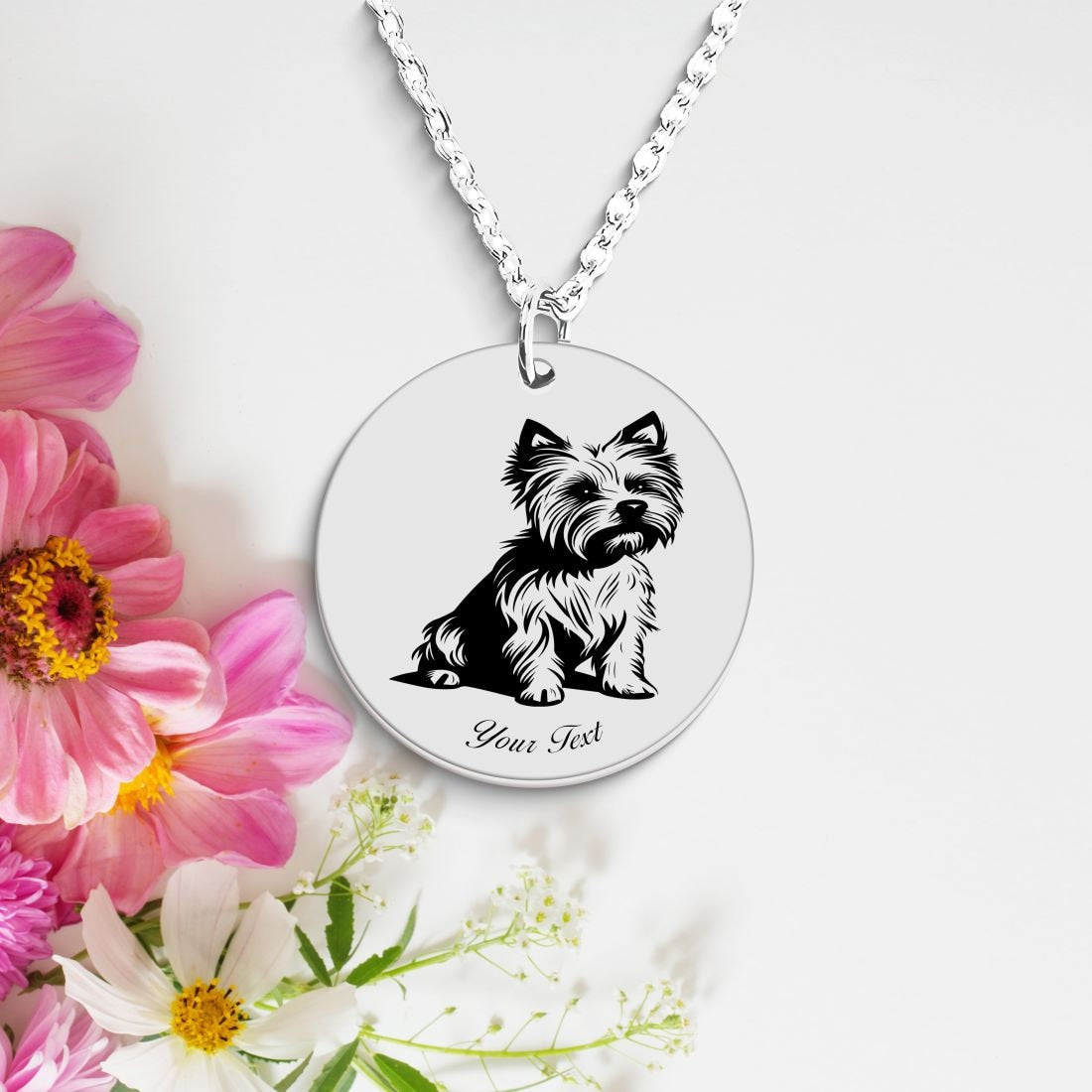 Yorkshire Terrier Dog Portrait Necklace - Personalizable Jewelry