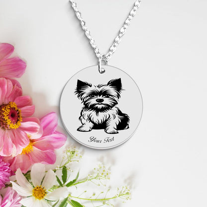 Yorkshire Terrier Dog Portrait Necklace - Personalizable Jewelry