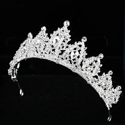 Bridal Crown Silver Color Rhinestone Crystal Wedding Crown Princess Headdress Bridal Handmade