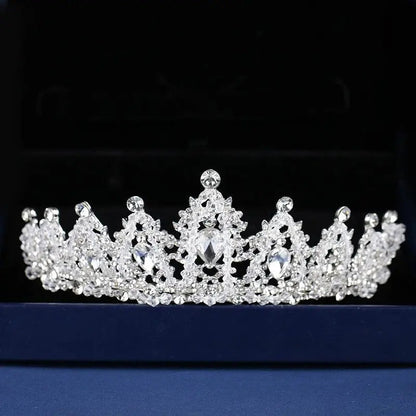 Bridal Crown Silver Color Rhinestone Crystal Wedding Crown Princess Headdress Bridal Handmade