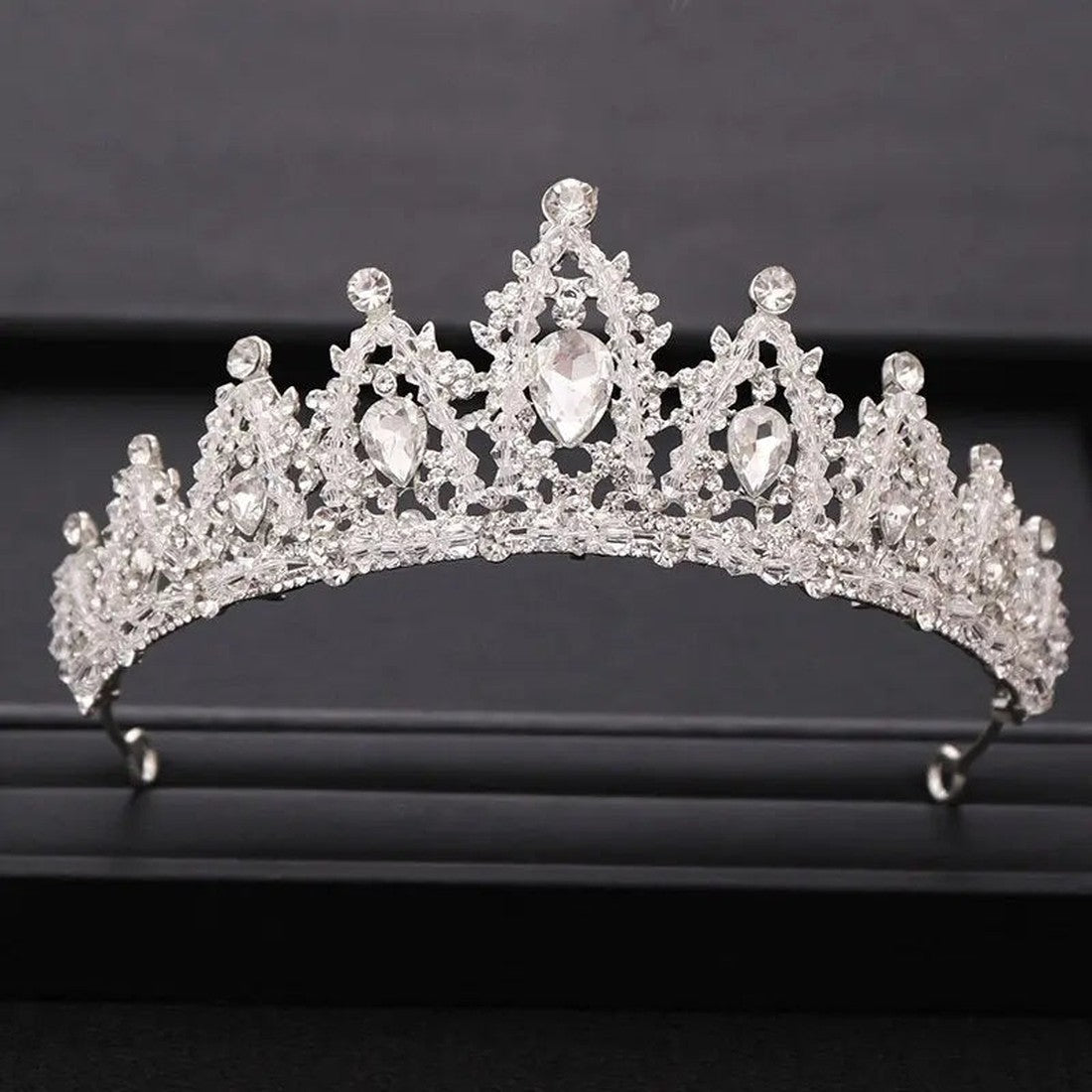 Bridal Crown Silver Color Rhinestone Crystal Wedding Crown Princess Headdress Bridal Handmade