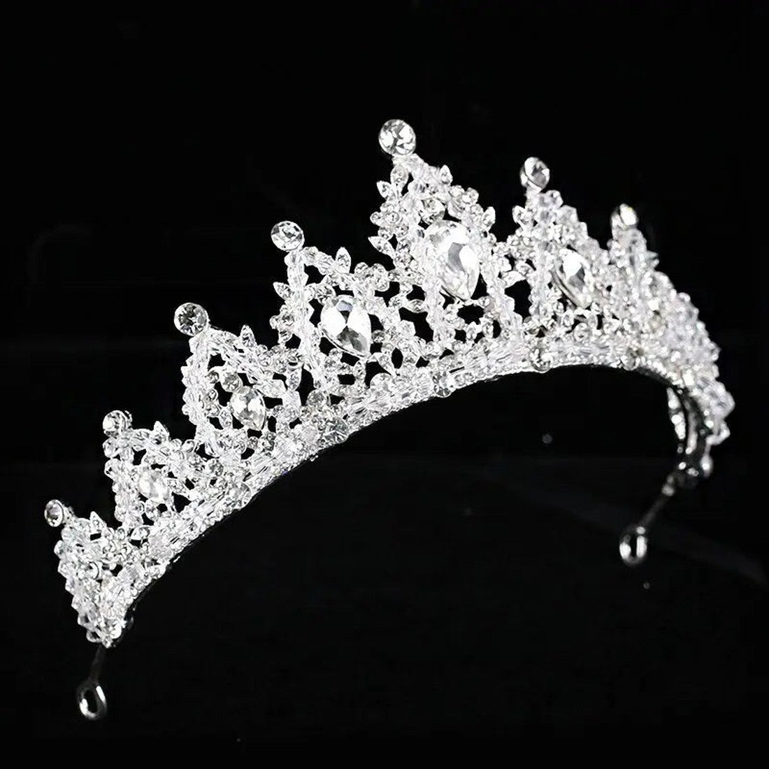 Bridal Crown Silver Color Rhinestone Crystal Wedding Crown Princess Headdress Bridal Handmade