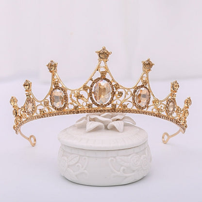 Champagne Wedding Crown Rhinestone Bride Headdress Crown Queen Tiara crown Bridal hair jewelry