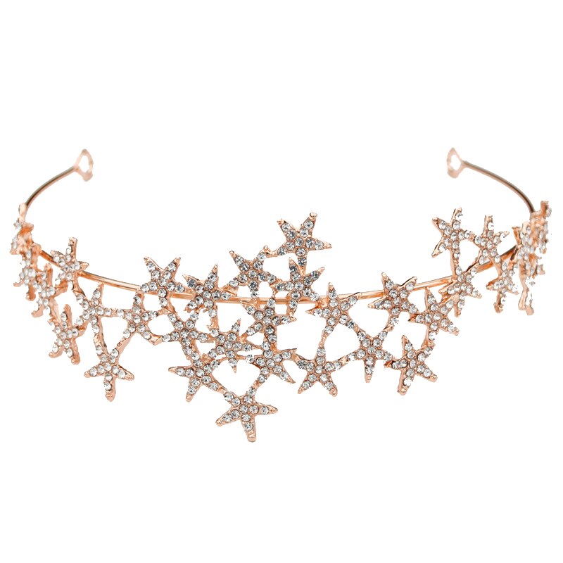 Princess Bride Crown Headband Star Head Piece Decoration for hair Accessory Tiara Diadem Bridal