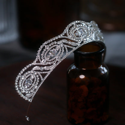 Baroque Cubic Zircon Gentle Wave Shape Bridal Tiaras Crown Rhinestone Pageant Diadem Headband