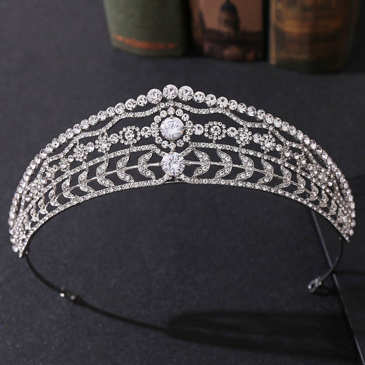 Baroque Crystal Leaf Bridal Tiaras Crown Rhinestone Pageant Diadem Headbands Wedding Tiara