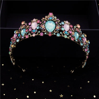 Baroque Vintage Water Drop Crown Headband Princess Colors Tiaras Bride Queen Bridal Diadem