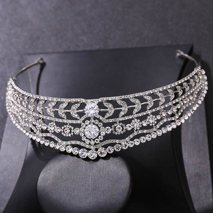 Baroque Crystal Leaf Bridal Tiaras Crown Rhinestone Pageant Diadem Headbands Wedding Tiara