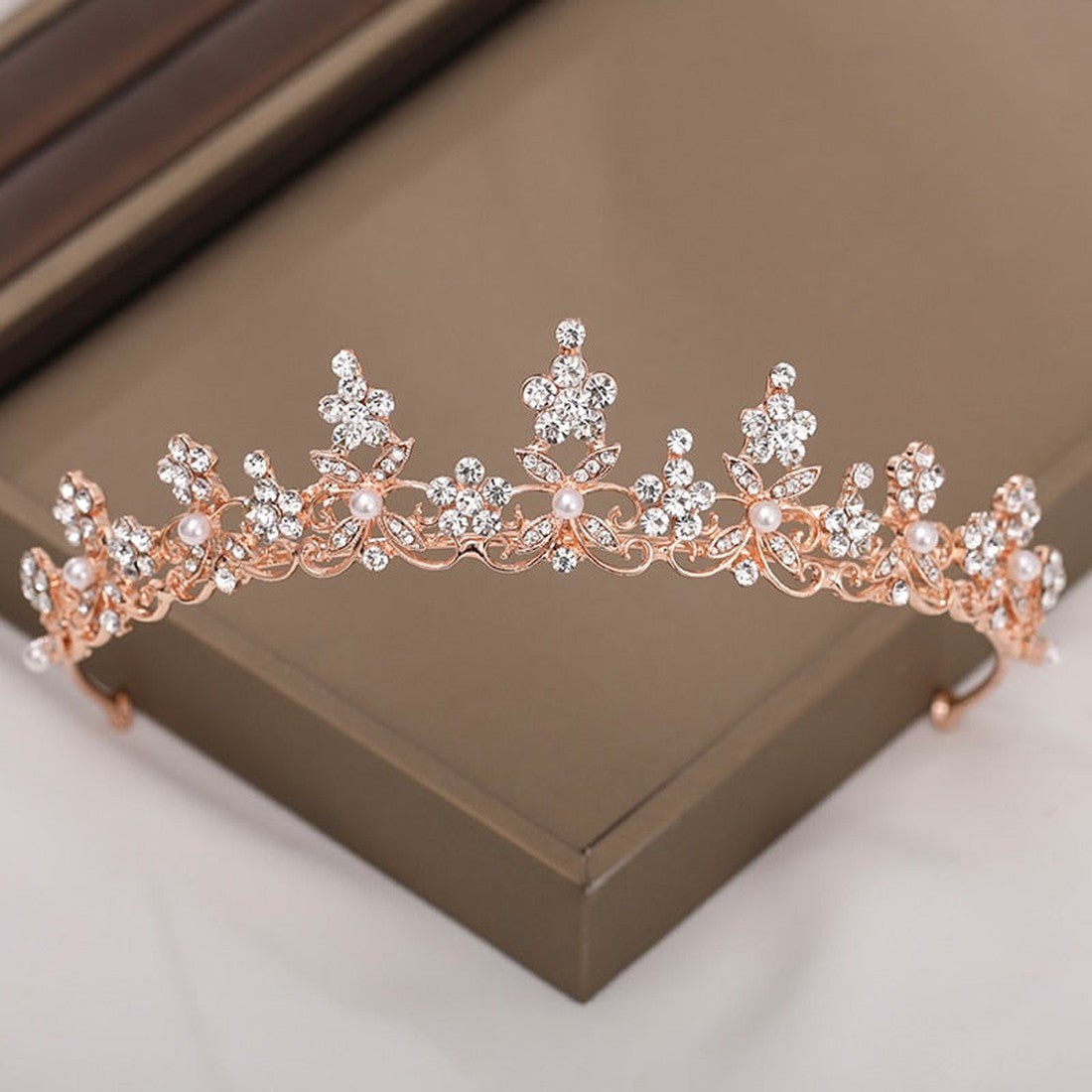 Rhinestone Flower Crown Bride Headdress Wedding Tiara Headband band Women Girl Rose Gold Crystal