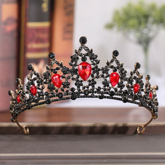 Red Rhinestone Crystal Wedding Crown Tiara