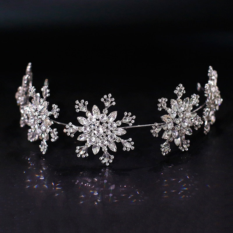 Crystal Snowflake band Bridal Tiaras Baroque Crown Rhinestone Pageant Diadem Headband Wedding