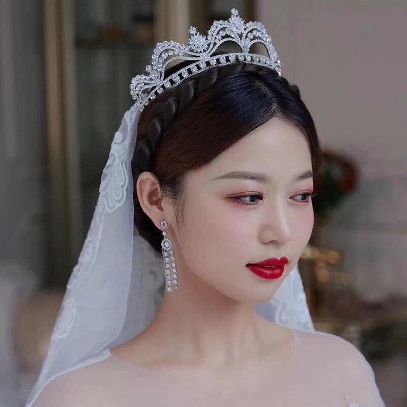 Baroque Crystal Flowers Bridal Tiaras Crowns Noble Rhinestone Pageant Prom Diadem Bride Headband