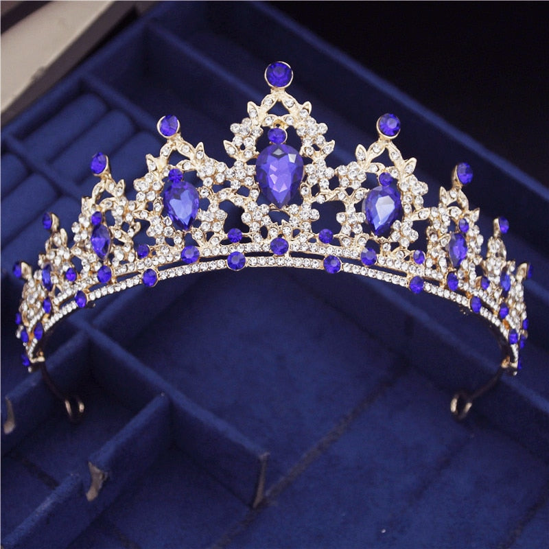 Cenmon Vintage Purple Rhinestone Tiaras Crown Headbands Bride Party Diadem Bridal