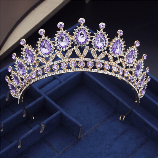 Cenmon Vintage Purple Rhinestone Tiaras Crown Headbands Bride Party Diadem Bridal