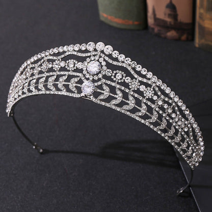 Baroque Crystal Leaf Bridal Tiaras Crown Rhinestone Pageant Diadem Headbands Wedding Tiara