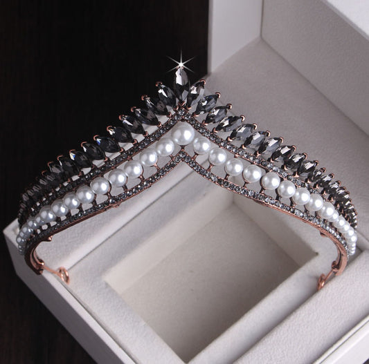 Crystal Pearl Bridal Tiara Crown Rhinestone Diadem