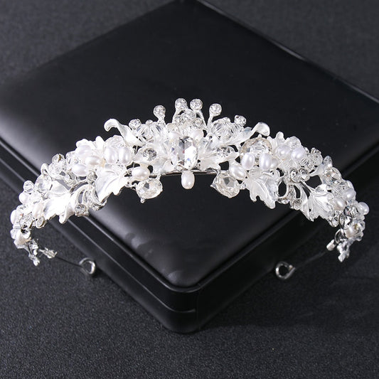 Silver Gold Color Pearl Crystal Crown Headband