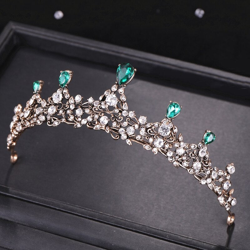 Green Crystal Tiara Bride Wedding Jewelry