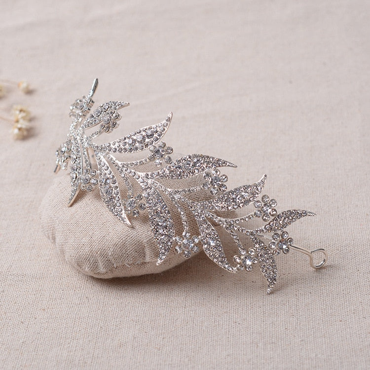 Baroque Bridal Branches Crystal Rhinestone Flower Tiara dress Wedding band Pageant Prom Crown