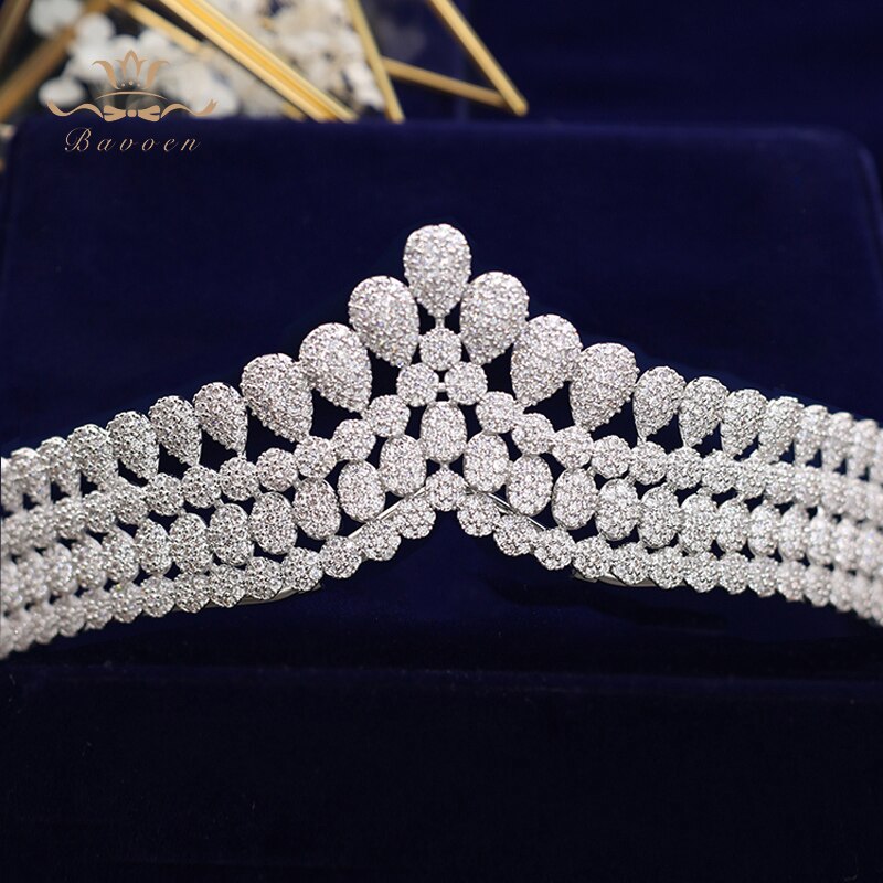 New Brides Simple Full Zircon Brides Tiaras Crowns Sparking Bridal Hairbands Plated Crystal Wedding Hair Accessories