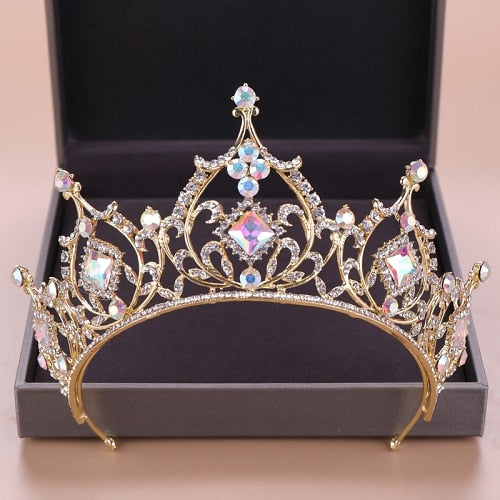 Baroque Crystal Tiara Crown Bride Colorful Crystal Crown