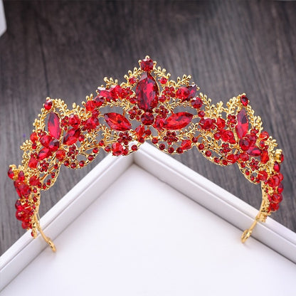 Baroque Crystal Bridal Crown Tiaras Vintage Gold Color Pageant Diadem Veil Tiara Women Bride Wedding