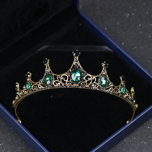 Elegant Baroque Green Crystal Tiara Crown Women Girls, bridal tiara set,flower girl tiara,prism