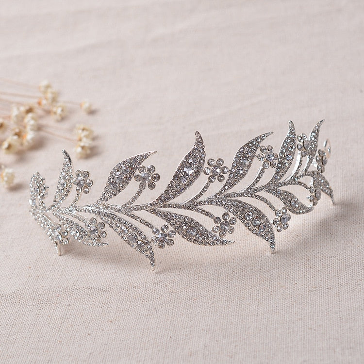 Baroque Bridal Branches Crystal Rhinestone Flower Tiara dress Wedding band Pageant Prom Crown