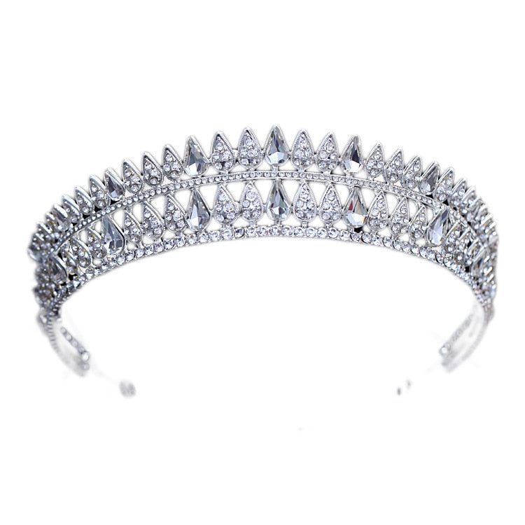 Baroque Bridal Crystal Tiaras Crowns Princess Queen Pageant Prom Rhinestone Veil Tiara Headbands