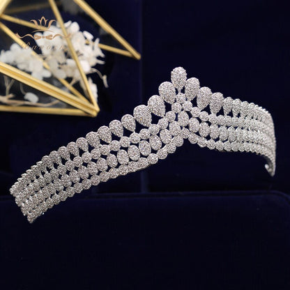 New Brides Simple Full Zircon Brides Tiaras Crowns Sparking Bridal Hairbands Plated Crystal Wedding Hair Accessories