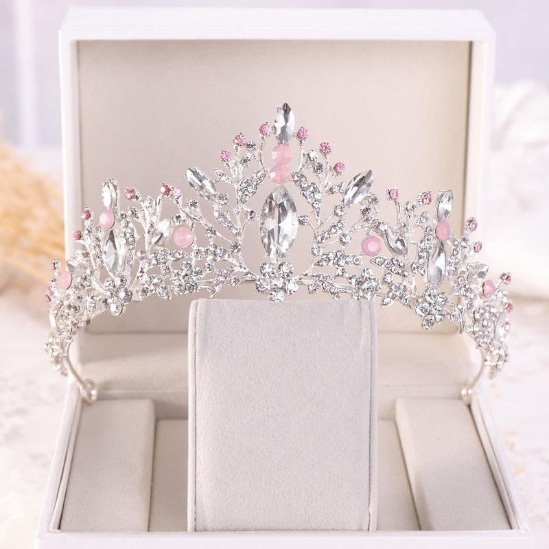 Baroque Crystal Heart Bridal Tiaras Crowns Rhinestone Pageant Diadem Veil Tiara Headbands Wedding