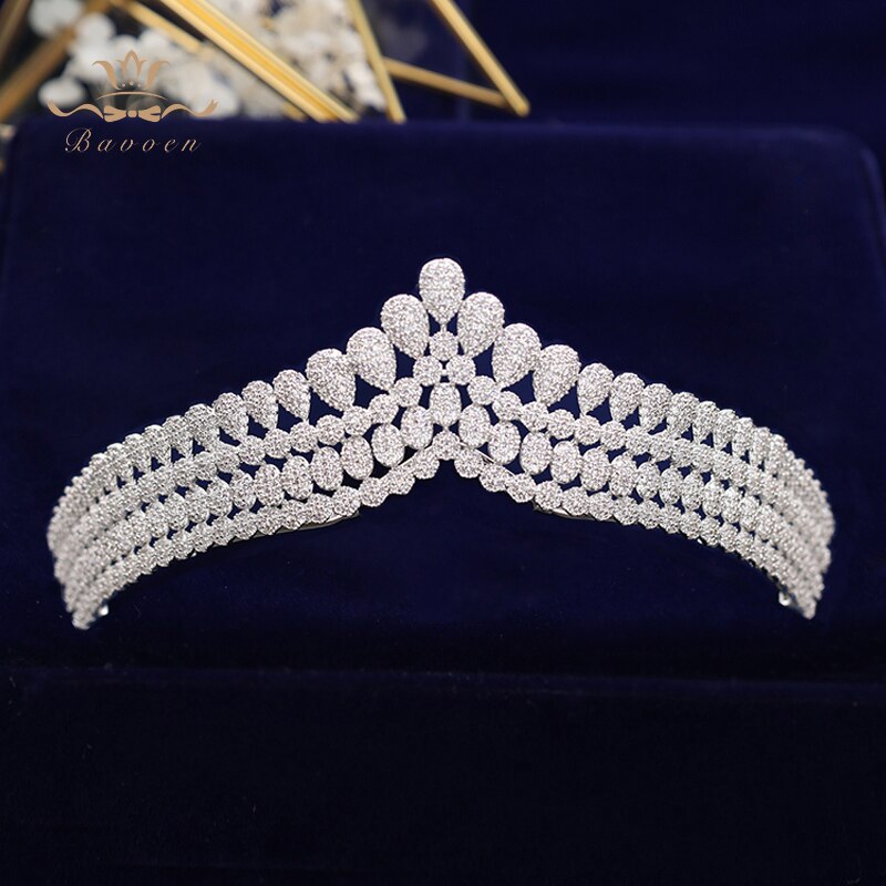 New Brides Simple Full Zircon Brides Tiaras Crowns Sparking Bridal Hairbands Plated Crystal Wedding Hair Accessories