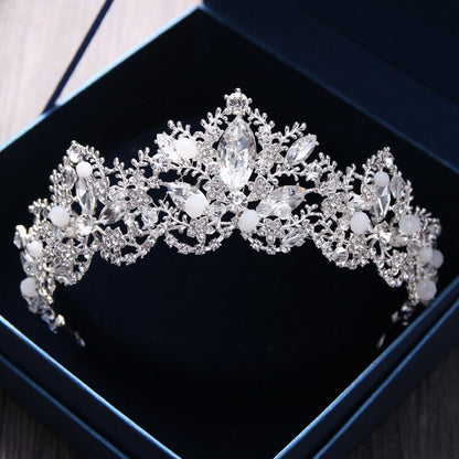 Baroque Crystal Bridal Crown Tiaras Vintage Gold Color Pageant Diadem Veil Tiara Women Bride Wedding