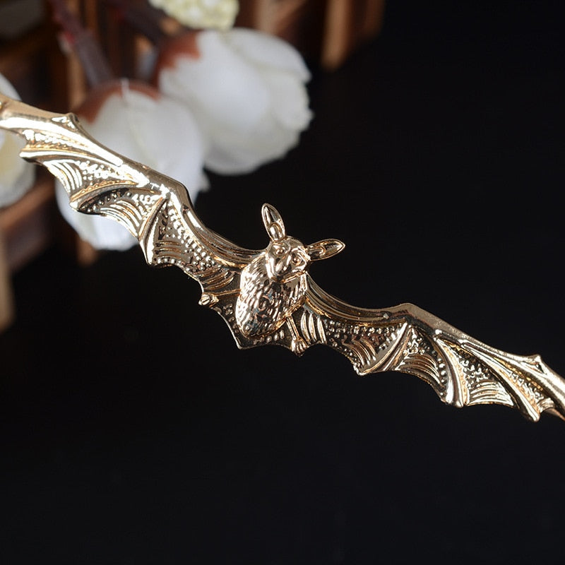 Baroque Punk Metal Bat Shape Bridal Tiaras Crown Wedding Vintage Alloy Rhinestone Pageant Crown