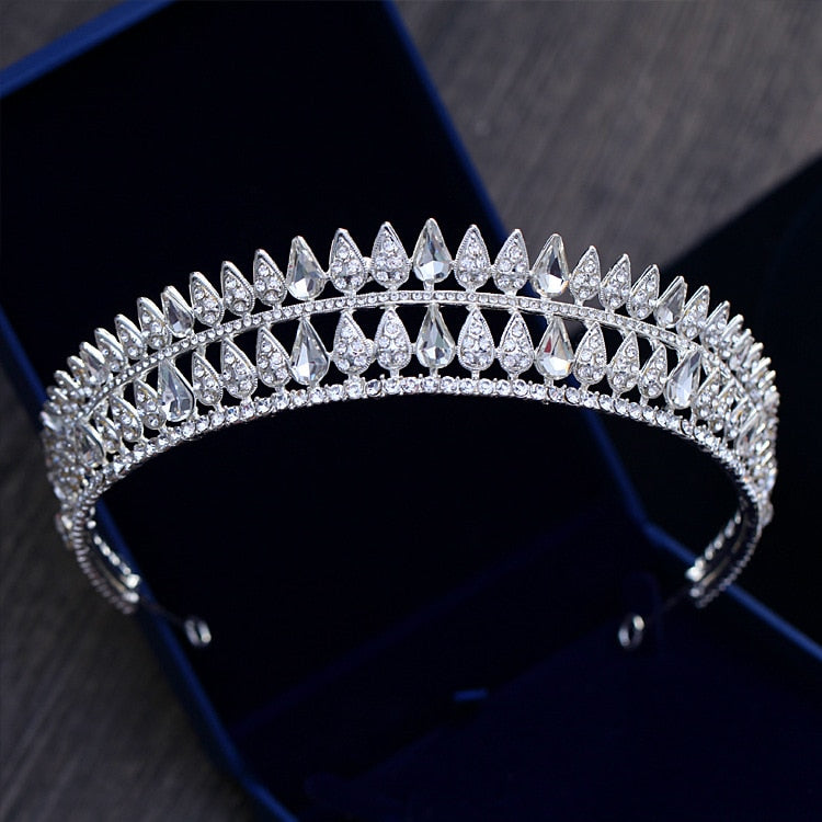 Baroque Bridal Crystal Tiaras Crowns Princess Queen Pageant Prom Rhinestone Veil Tiara Headbands