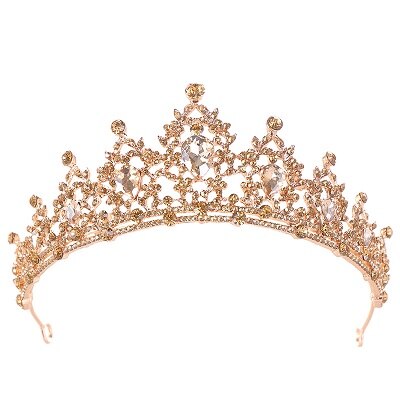 Gold Rhinestone Bridal Crown Wedding Headdress