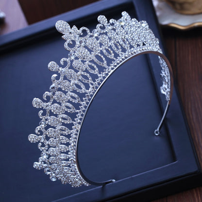 Baroque Bridal Crystal Tiara Crowns Princess Queen Pageant Prom Rhinestone Veil Tiaras Headband Wedd