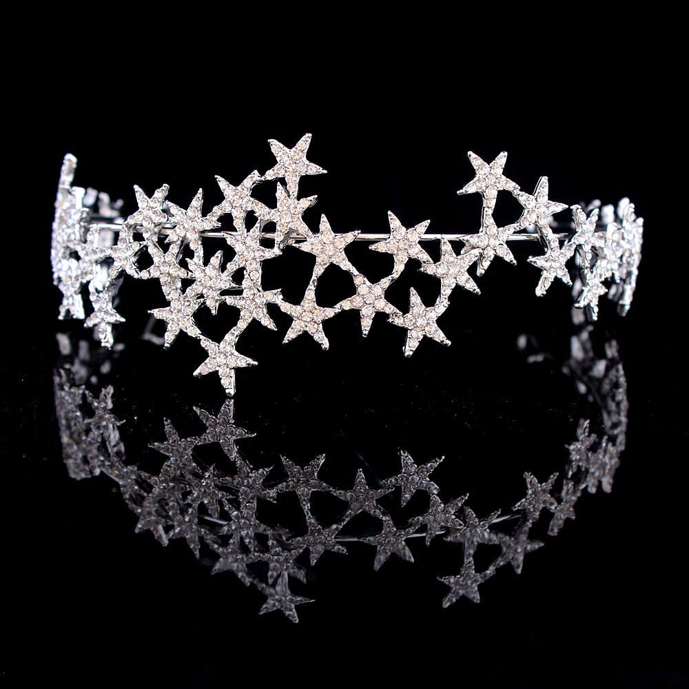 Handmade Crystal Star bands Vintage Rhinestone Bridal Tiaras Crown Headband Wedding Tiara