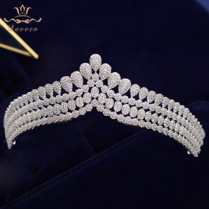 New Brides Simple Full Zircon Brides Tiaras Crowns Sparking Bridal Hairbands Plated Crystal Wedding Hair Accessories