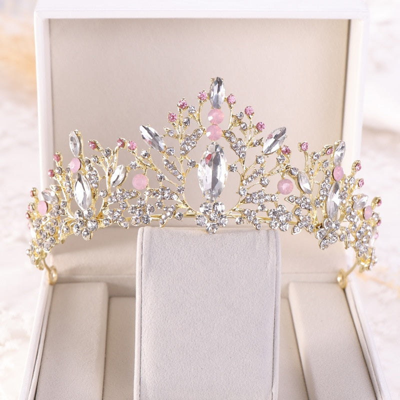 Baroque Crystal Heart Bridal Tiaras Crowns Rhinestone Pageant Diadem Veil Tiara Headbands Wedding