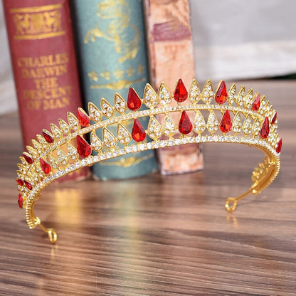 Baroque Bridal Crystal Tiaras Crowns Princess Queen Pageant Prom Rhinestone Veil Tiara Headbands