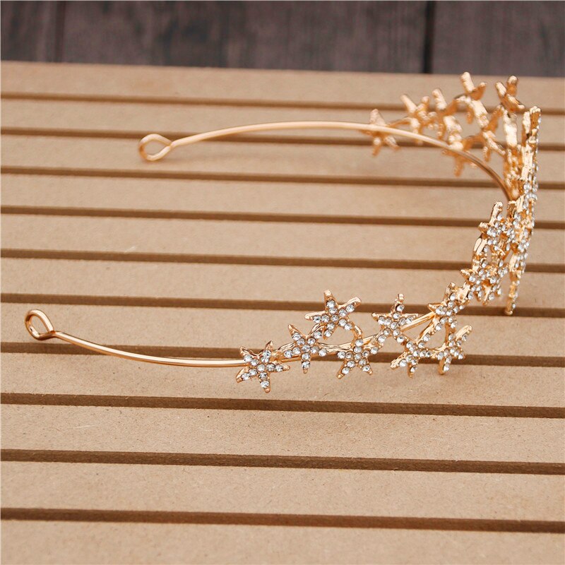 Princess Bride Crown Headband Star Head Piece Decoration for hair Accessory Tiara Diadem Bridal