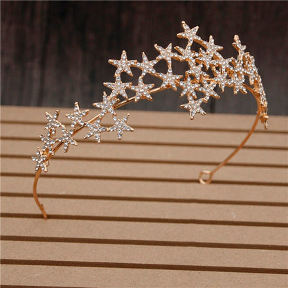 Princess Bride Crown Headband Star Head Piece Decoration for hair Accessory Tiara Diadem Bridal