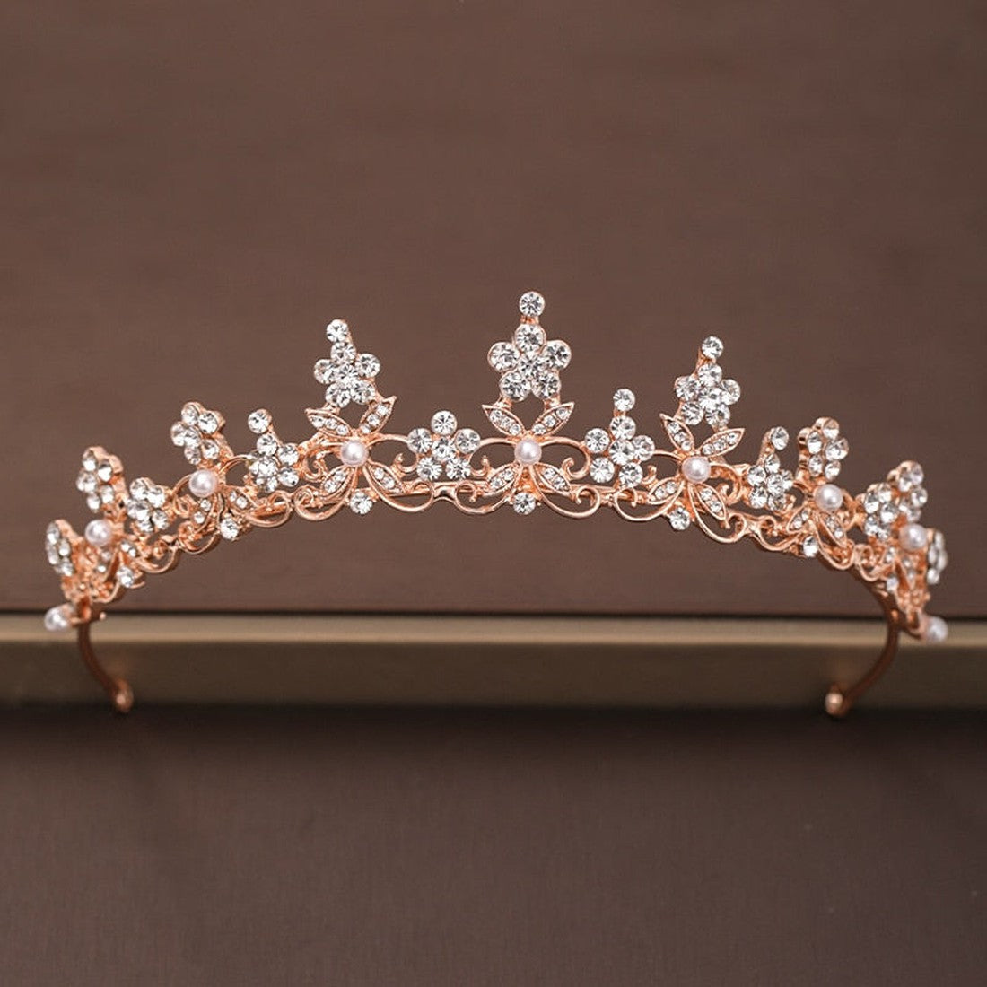 Rhinestone Flower Crown Bride Headdress Wedding Tiara Headband band Women Girl Rose Gold Crystal