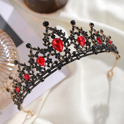 Red Rhinestone Crystal Wedding Crown Tiara